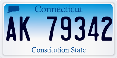 CT license plate AK79342
