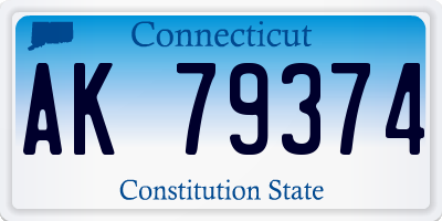 CT license plate AK79374