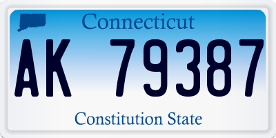 CT license plate AK79387