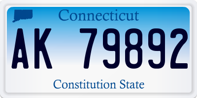 CT license plate AK79892