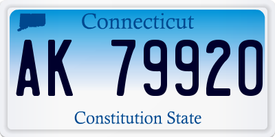 CT license plate AK79920