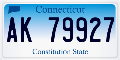 CT license plate AK79927