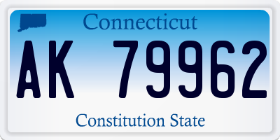 CT license plate AK79962