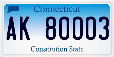 CT license plate AK80003