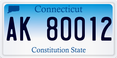 CT license plate AK80012