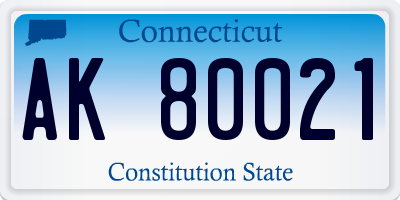 CT license plate AK80021