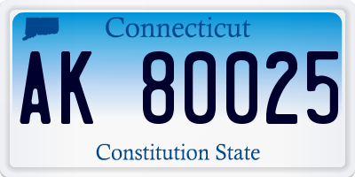 CT license plate AK80025