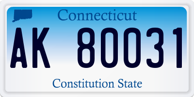 CT license plate AK80031