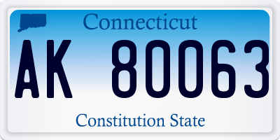 CT license plate AK80063