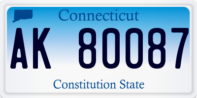 CT license plate AK80087
