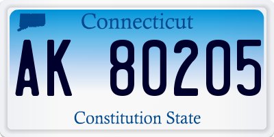 CT license plate AK80205