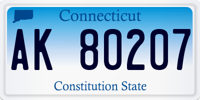 CT license plate AK80207