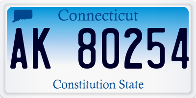 CT license plate AK80254