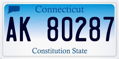 CT license plate AK80287
