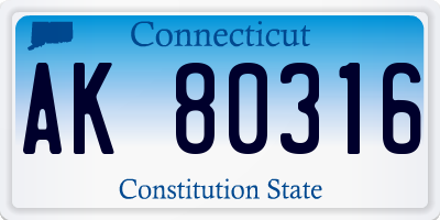 CT license plate AK80316