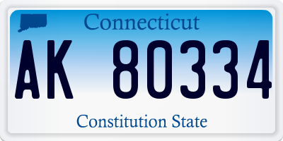 CT license plate AK80334