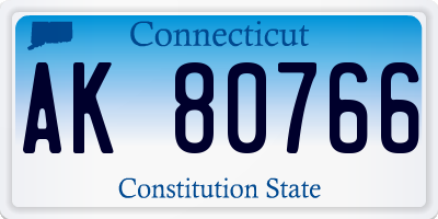 CT license plate AK80766