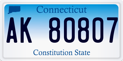 CT license plate AK80807