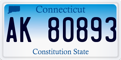 CT license plate AK80893
