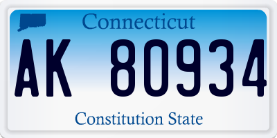 CT license plate AK80934