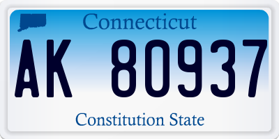 CT license plate AK80937