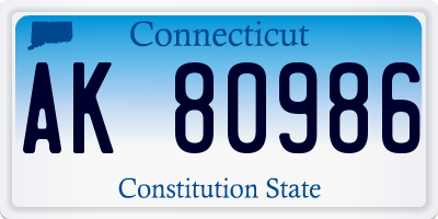 CT license plate AK80986