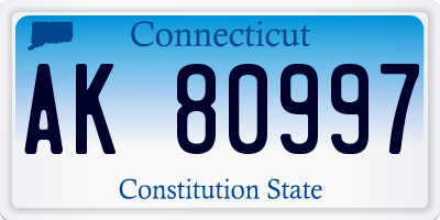 CT license plate AK80997