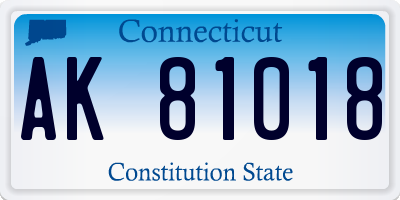 CT license plate AK81018