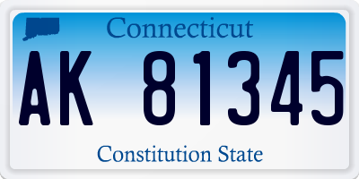 CT license plate AK81345
