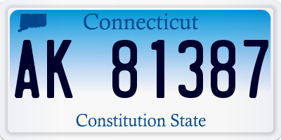 CT license plate AK81387