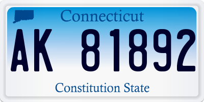 CT license plate AK81892