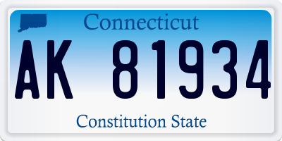 CT license plate AK81934