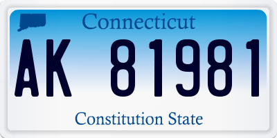 CT license plate AK81981