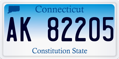 CT license plate AK82205