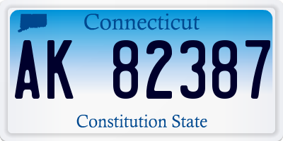 CT license plate AK82387