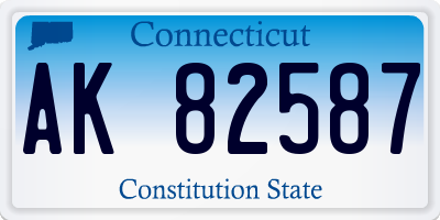 CT license plate AK82587