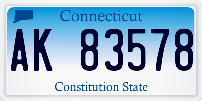 CT license plate AK83578