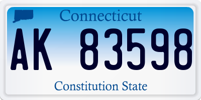 CT license plate AK83598