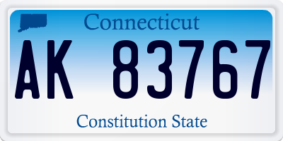 CT license plate AK83767