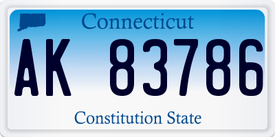 CT license plate AK83786