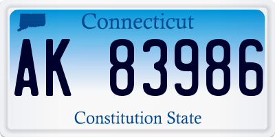 CT license plate AK83986