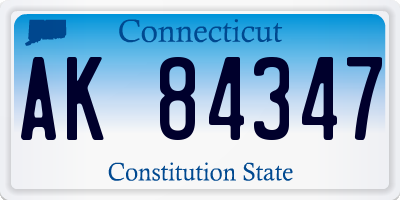 CT license plate AK84347