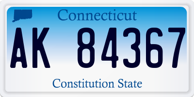 CT license plate AK84367