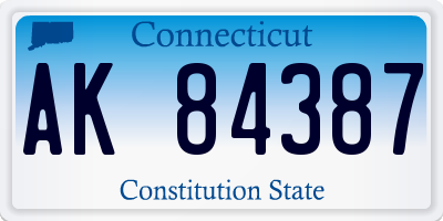 CT license plate AK84387