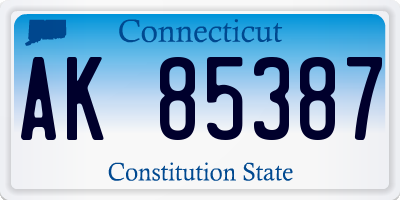 CT license plate AK85387