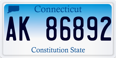 CT license plate AK86892