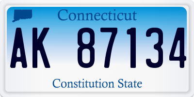 CT license plate AK87134