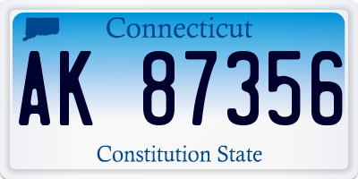 CT license plate AK87356