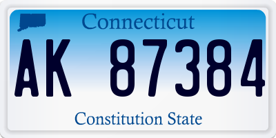 CT license plate AK87384