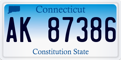 CT license plate AK87386